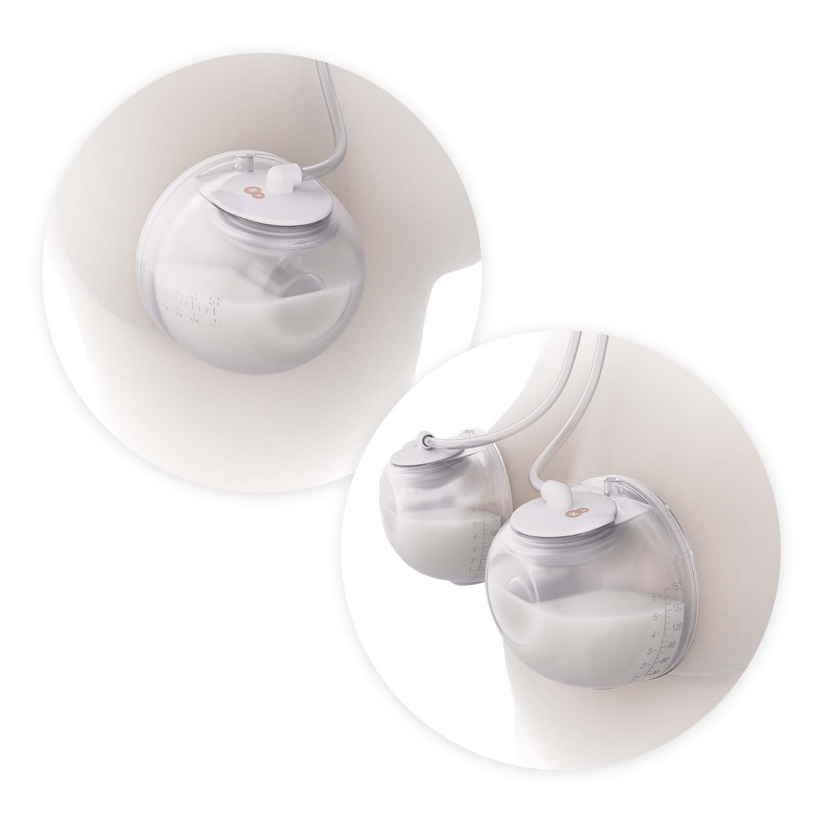 Kinderkraft GENTLEFLOW Tiralatte Elettrico Doppio, 3 modalità, 9 livelli di aspirazione, uso singolo o doppio, 5 misure di coppe 17–27 mm, biberon 180 ml, batteria 1800 mAh, ricarica USB-C, Rosa