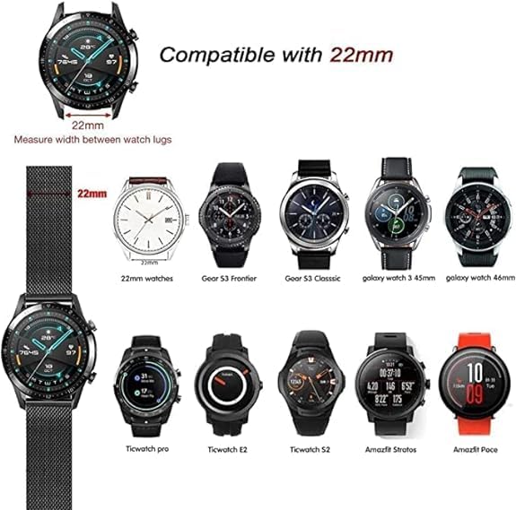 Image of VEROX Stainless Steel 22mm Watch Strap with Magnetic Lock Compatible with ColorFit Ultra /Ultra 2, Amazfit GTR (47mm) / GTR 2E, One Plus(46mm), Galaxy Watch 3 45mm, Realme S /S Pro- Silver