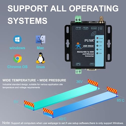 Araierd Serial Rs232 Rs485 To Rj45 Ethernet Wifi Converter Wireless Ethernet Server Adapter With Dc 12V Power Adapter Support Modbus Rtu To Tcp For Industrial Automation #TOP3