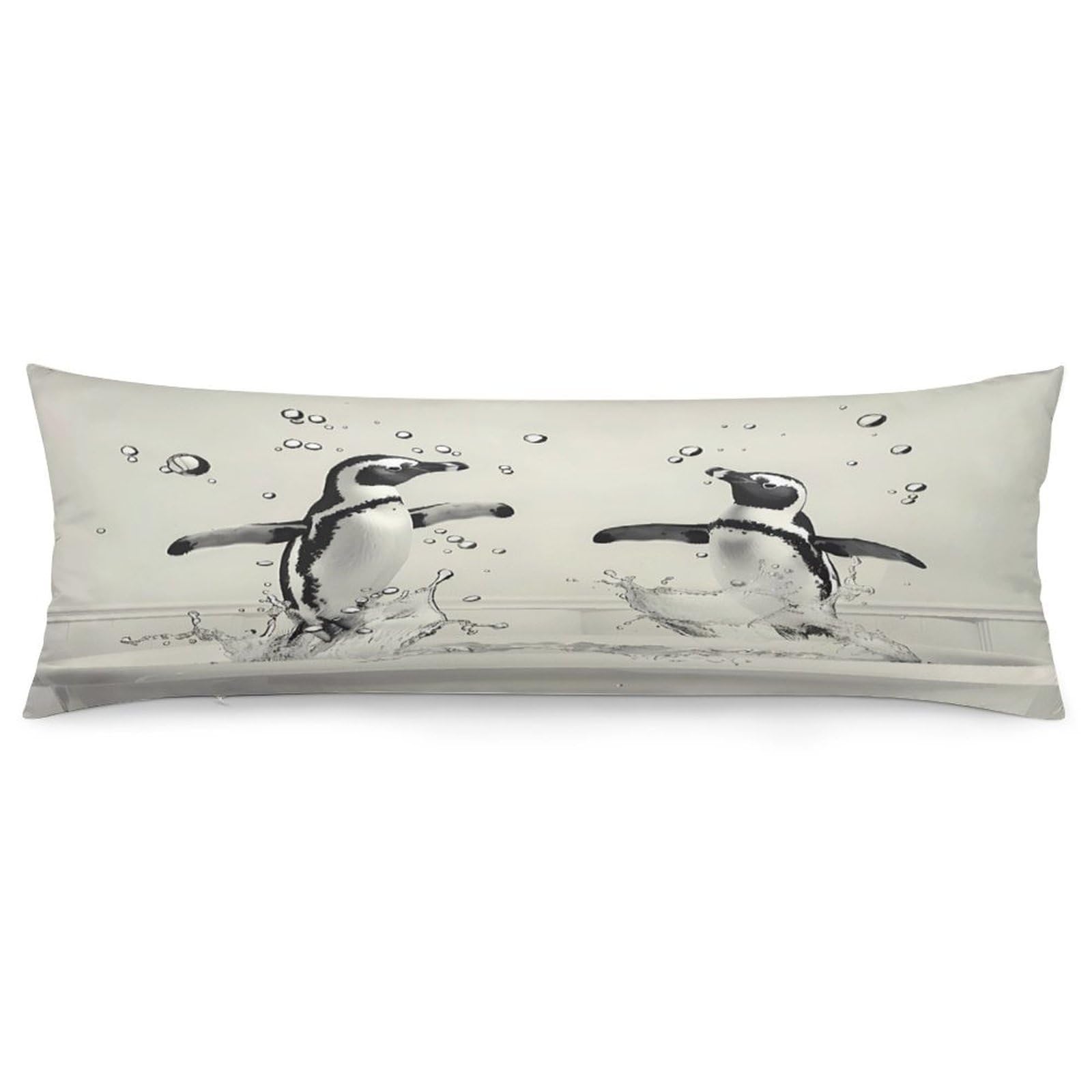 Funny Penguines in Bathtubs Throw Pillow Case Long Body Pillow Cover Pillowcase Fashion Accessories Home Decor