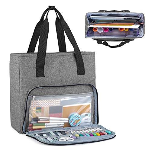 Luxja Tote Compatible with Cricut Accessories, Carrying Bag Compatible with Cricut Supplies (Bag Only, Patent Pending), Gray