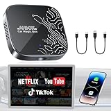 4-in-1 Wireless CarPlay Adapter for Streaming Netflix/YouTube/TikTok/TF Card, 2025 Magic Video AI Box & Android Auto Dongle [Dual Band WiFi, Bluetooth 5.3] Plug & Play, Fits for OEM Wired Car Play Car