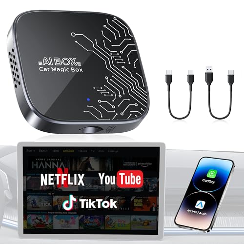4-in-1 Wireless CarPlay Adapter for Streaming Netflix/YouTube/TikTok/TF Card, 2025 Magic