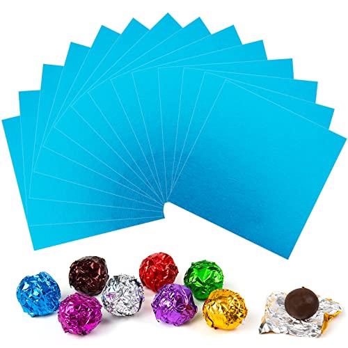 Aluminum Foil Candy Wrappers - Chocolate Wrapping Paper 300pcs Wrapper Homemade Chocolate Bar DIY Packaging for Party Wedding Birthday Valentine Christmas Accessories Square 3.15Inch Blue