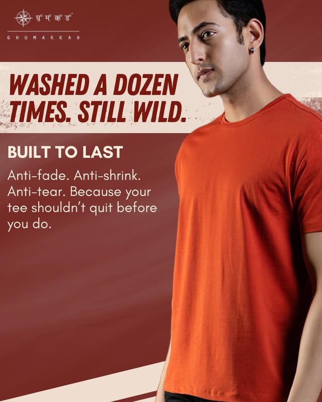 Image of Ghumakkad Cotton Blend Half Sleeve Round Neck Sports T Shirt for Men