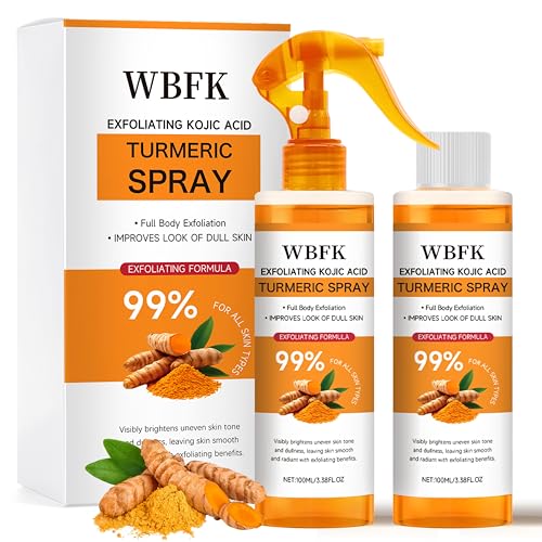 Turmeric Body Exfoliating Spray 2 Pack Gentle Body Peel Mist to Help Remove Dead Skin and Improve Rough Texture Suitable for All Skin Types (200ml)-2pack