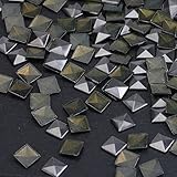 Hotfix Iron On,9X9mm Flat Back Pyramid Studs - 1/4' Flatback Glue on Studs 100pcs(Gun Grey, Pyramid 9x9mm)
