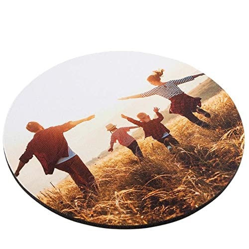 Ocadeau Tapis de Souris Rond personnalisé Photo – Surface Textile imprimée & Base Noire Caoutchouc antidérapante – Idée Cadeau Bureau