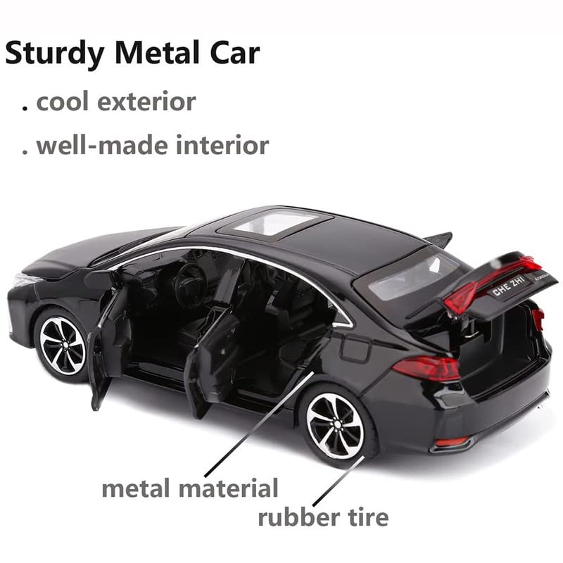 Image of Kids Model 1:32 Corolla Die Cast Metal Car Pull Back Action Opening Doors with Realistic Engine Sound Lights Toy Car Gift for Boys - Multi