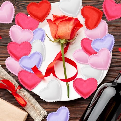 Image of 200 Pieces 1.4 Inch Love Heart Confetti 3D Sponge Petals Table Decorations - Red, Pink, Rose Red, Purple, White Scatter for Valentine's Day, Wedding, Anniversaries, Engagement Party Favors