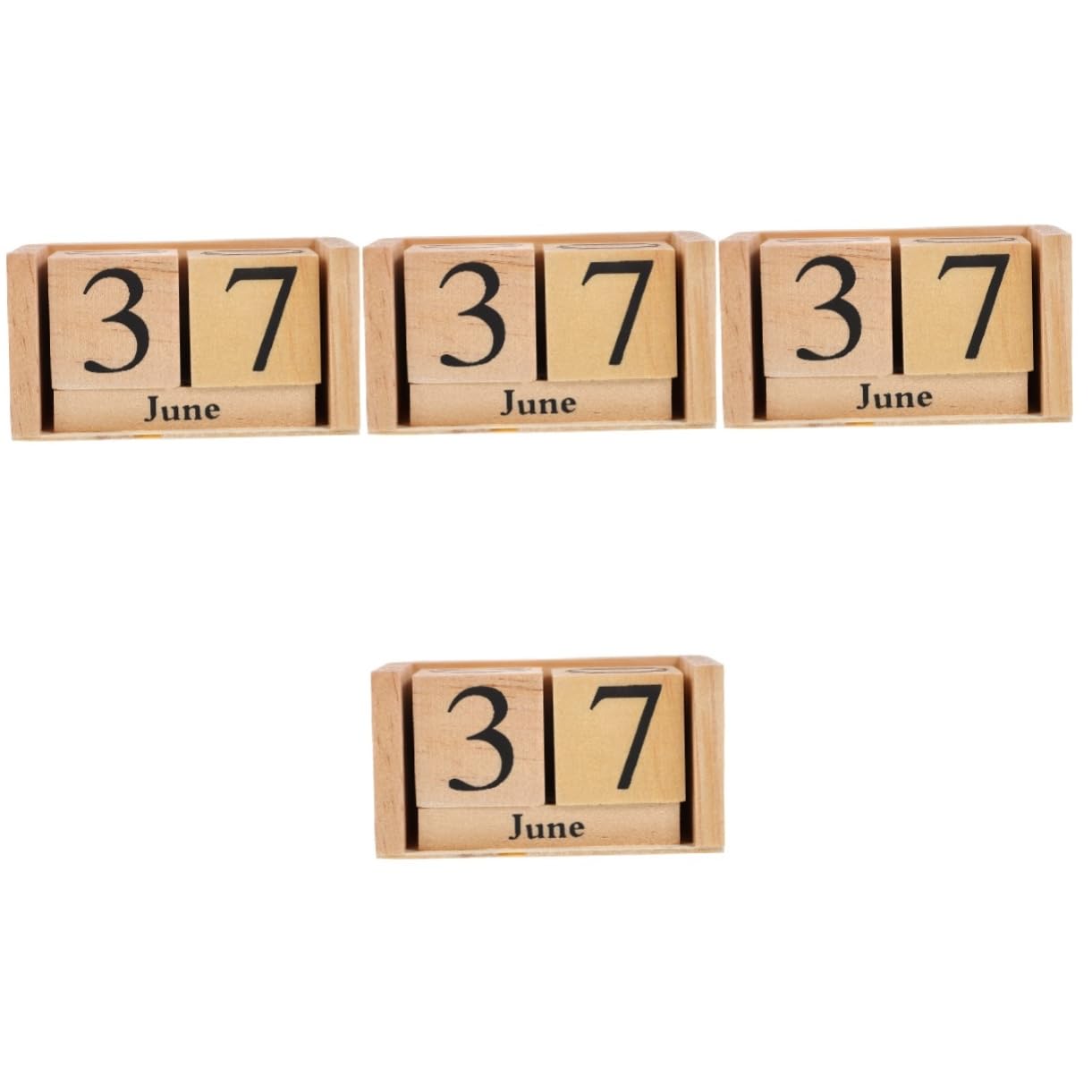 NUOBESTY 4pcs Wooden Calendar Blocks for Office Perpetual Calendar Decorative Table for Household Daily Use Standing