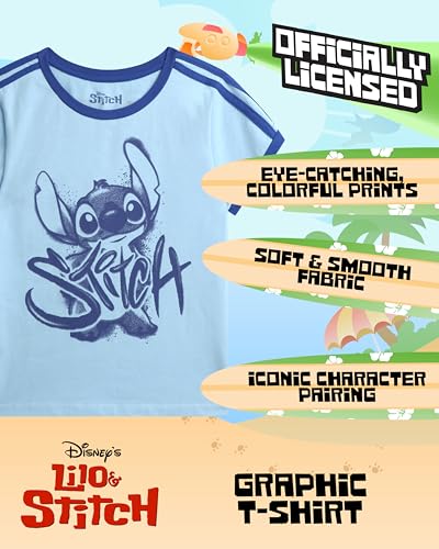 Image of Disney Lightning McQueen Mickey Mouse & Stitch Womens Retro Graphic Tees | Vibrant Disney Graphics, Breathable Fabric, Cropped Fit, Size Up for Ideal Fit