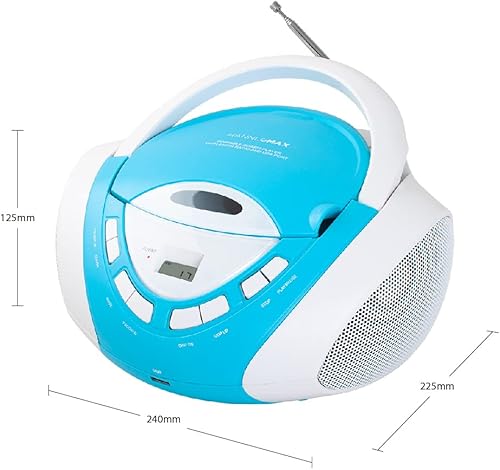 Miniatura 2 de HANNLOMAX HX-320CD CDMP3 Boombox, radio AMFM, puerto USB para reproducción de MP3, entrada auxiliar, pantalla LCD, fuente de alimentación dual ACDC
