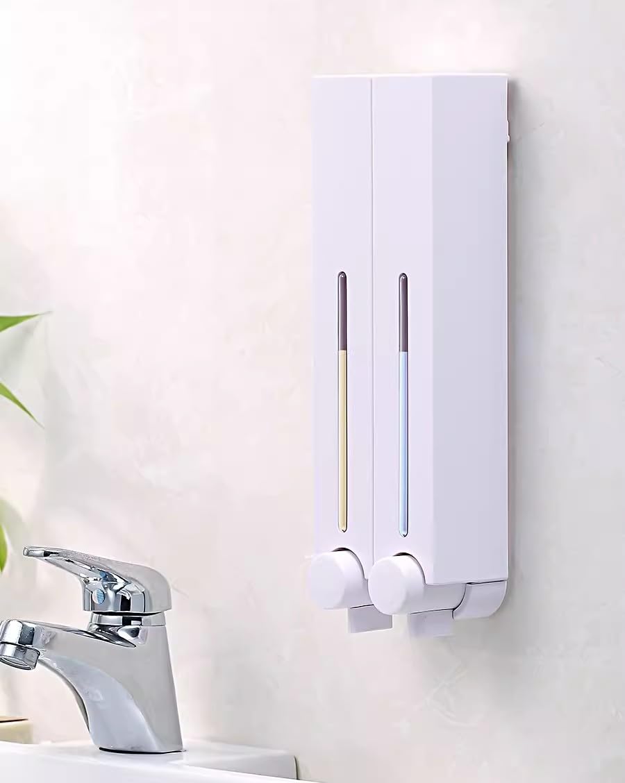 Dispenser di Sapone e Doccia per Montaggio a Parete a 3 camere, Dispenser di Shampoo, Dispenser di Sapone Liquido per Doccia a Parete Dispenser di Shampoo a Tre(6028 Bianco Tre Tazze)