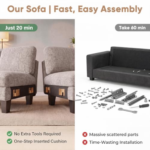 Homall 105" U-Shaped Sectional Couches, Sofa Couch with Double Chaise, Grey - Image 5