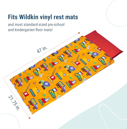 Image of Wildkin Kids Microfiber Nap Mat Cover - Soft, Durable & Fits 1.5 inch Vinyl Sleep Mats (Under Construction)