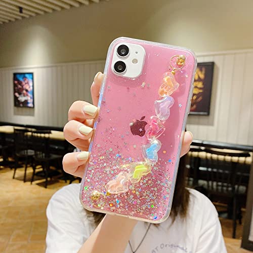 Coque acrylique mode iPhone 7 rose avec finition miroir et bracelet