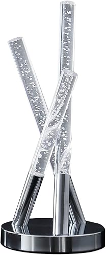 HomeStock Rococo Romance - Lámpara de mesa Carina Stix de 14.5 pulgadas de alto, metal con acabado cromado plateado con pantalla acrílica tubular