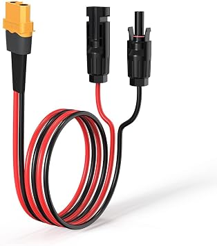 ELFCULB 12AWG 2FT XT60 Solar Cable 2 10 25 35 50 75 100FT XT60 Extension Cable Solar Panel Connector to XT60 Connector for Portable Power Station 2FT | Solar to XT60 Cable with stranded tinned copper wire for RV, camping, and portable solar systems