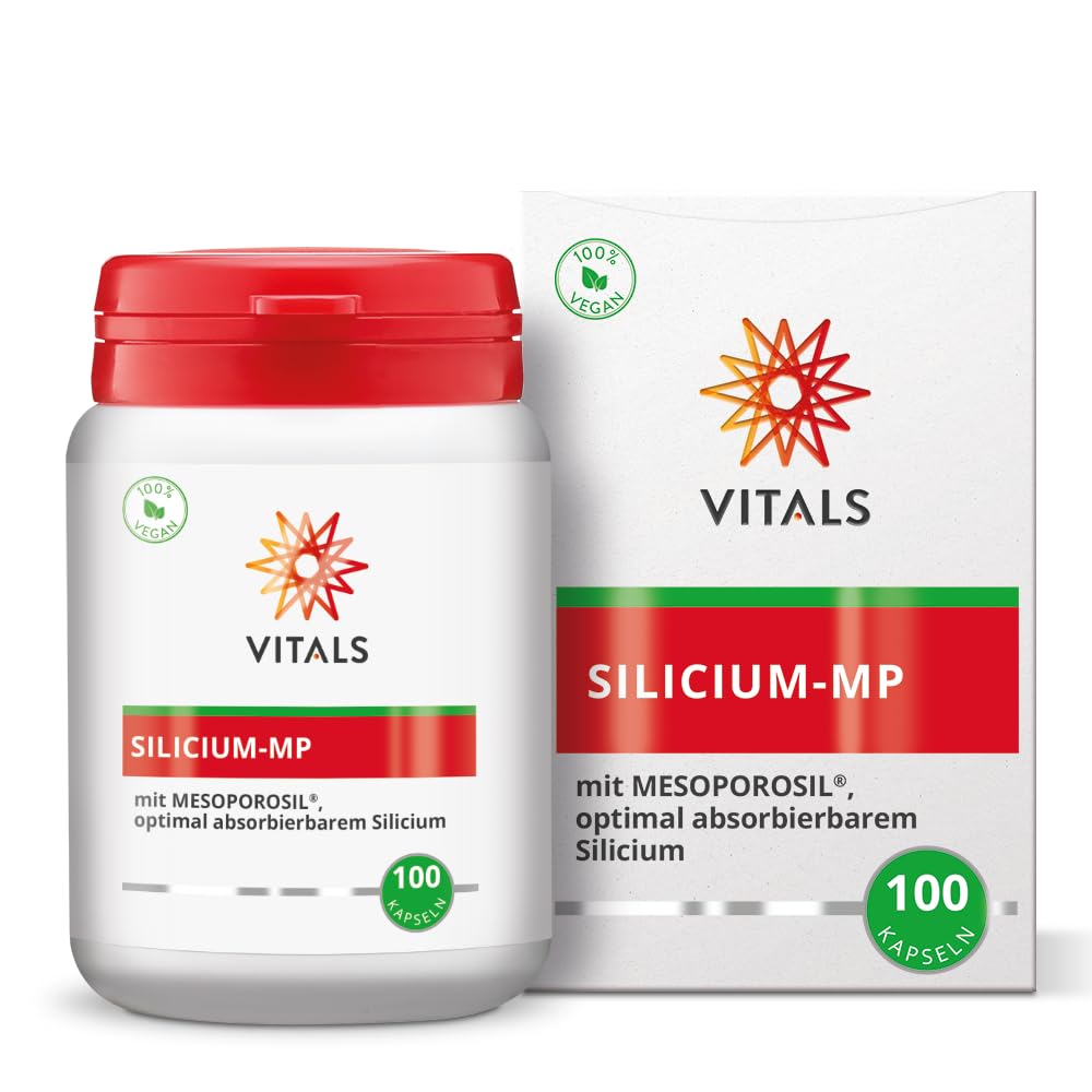 Vitals - Silicium-MP 100 Kapseln mit Mesoporosil, optimal resorbierbarem Silicium. Mit natürlichen Hilfstoffen aus Reis und Maniok. Einzigartige Form von Silizium.