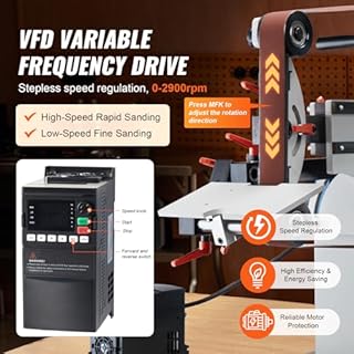 VEVOR Belt Grinder Sander, 72 x 2-Inch Variable Speed Belt Polisher with VFD, 1500W Knife Sharpener with 3 Grinding Moulds & 3PCS Sanding Belts for Metalworking, Compatible with 72"- 82 * 2" Belts