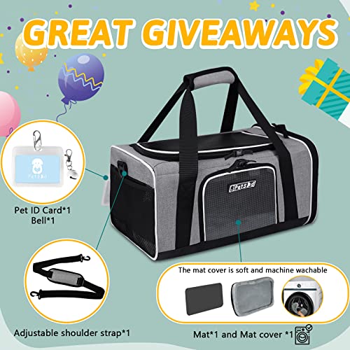 Petskd Pet Carrier 17X11X9.5 Alaska Airline Approved,Pet Travel Carrier Bag For Small Cats And Dogs, Soft Dog Carrier For 1-10 Lbs Pets,Dog Cat Carrier With Safety Lock Zipper(Grey) #TOP4