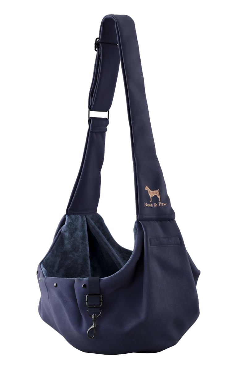 NOAH & PAWDog Sling Carrier for Small Dogs 5-18lb, Dog Sling for Small Dogs and Cats, Dog Carrier with Adjustable Padded Strap, Premium Twill, Lined with Fur, Double Safety Feature, Machine Washable