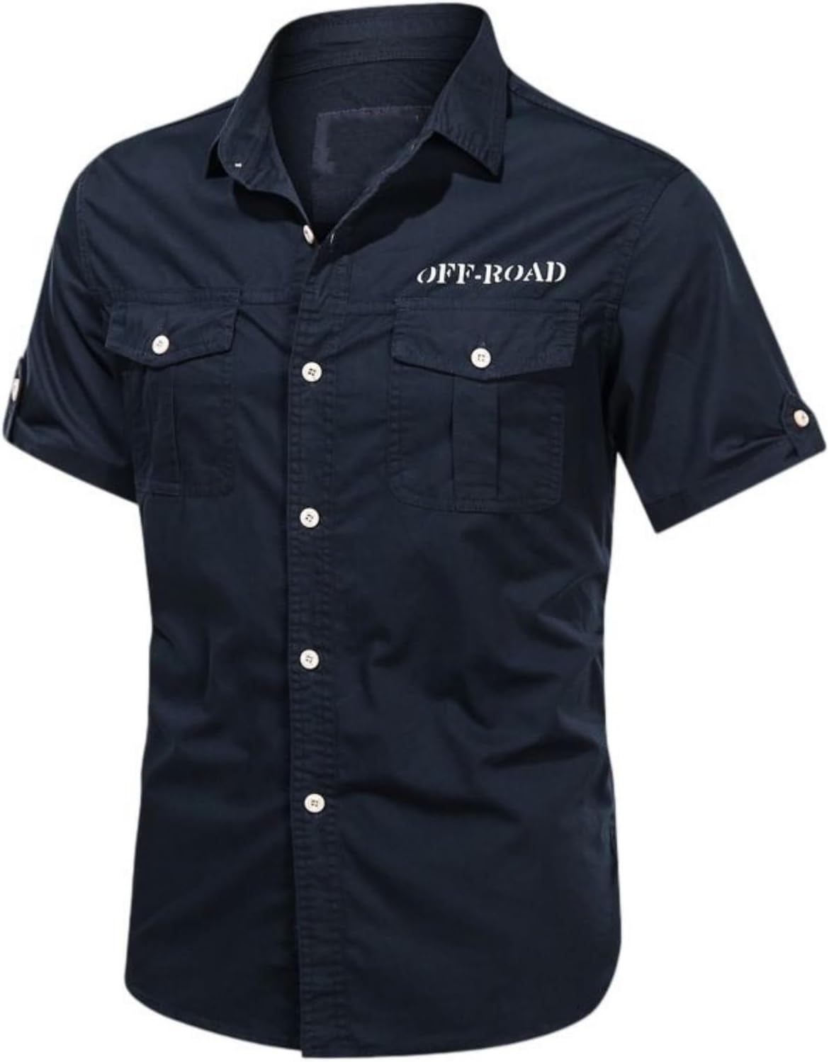 Men's Plaid Cotton Short Sleeve Work Lightweight Shirt Square Collar Multi Pocket