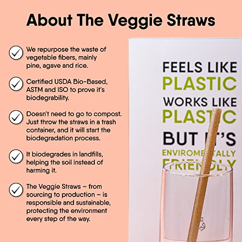 The Veggie Straws – 100 Pcs Of 8.25 Inches Unwrapped Biodegradable Straws – Made Of Vegetable Fibers, Best Environment Friendly Drinking Straws For Hot And Cold Beverages #TOP3