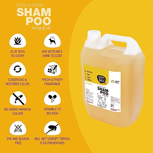 Image of Wagging Tails Slick & Shine 5-in-1 Pet Shampoo -5 LTR | Anti-Itching & Anti-Dandruff Deep Cleanser Shampoo All Breed Dog & Cat