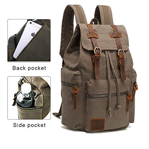 Augur High Capacity Canvas Vintage Backpack - For School Hiking Travel 12-17" Laptop #TOP1