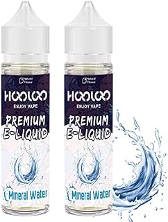 HOOLOO Vape Liquid No Nicotine, 2 Packs 60ml Fruit Flavours Shortfill E-Liquid for Vape Electronic Cigarettes, 70VG/30PG Vape Juice for E Cig Vape Pod Kit - Made in USA (Mineral Water)