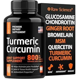 Joint Support Supplement with Turmeric Curcumin Glucosamine Chondroitin MSM Ginger Bromelain Nutritional Herbal Supplements for Men & Women, Helps with Inflammatory Response, Knee Support, 60 Capsules
