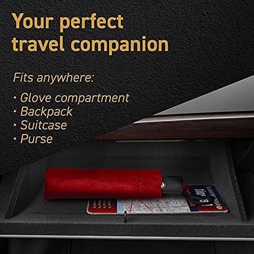 EEZ-Y Compact Travel Umbrella w/Windproof Double Canopy Construction - Auto Open Close Button for One Handed Operation - Sturdy Portable and Lightweight for Easy Carry