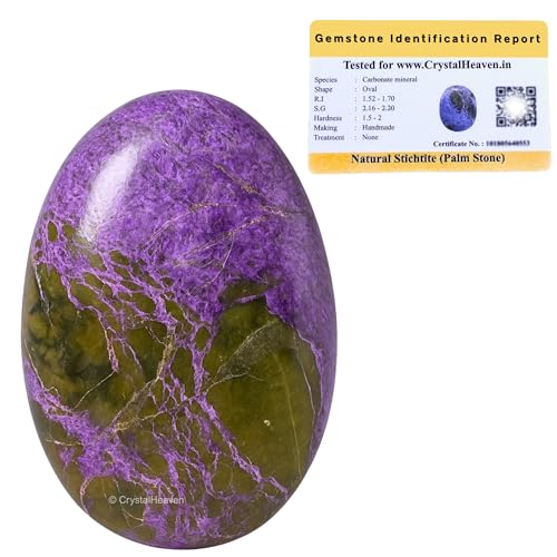 Image of Certified Stichtite Crystal Palm Pebbles Stones for Anxiety Stress Relief Massage - AAA Grade Original Healing Gemstone Agate Palm Stone for Yoga Meditation Spiritual Reiki Feng Shui