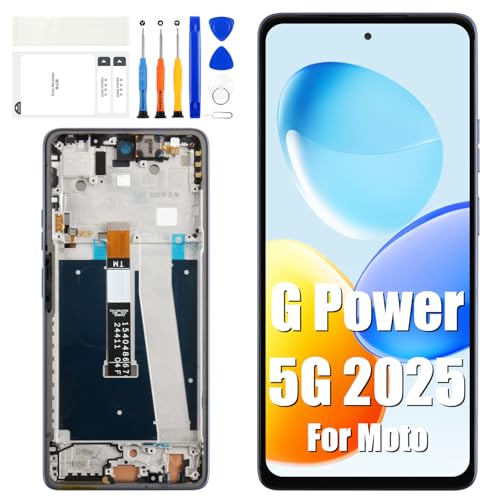 Pantalla de repuesto para Motorola Moto G Power (2025), 6.8 pulgadas para Motorola Moto G Power 5G 2025 XT2515 1, pantalla LCD, digitalizador táctil, kit de reparación de montaje completo con marco