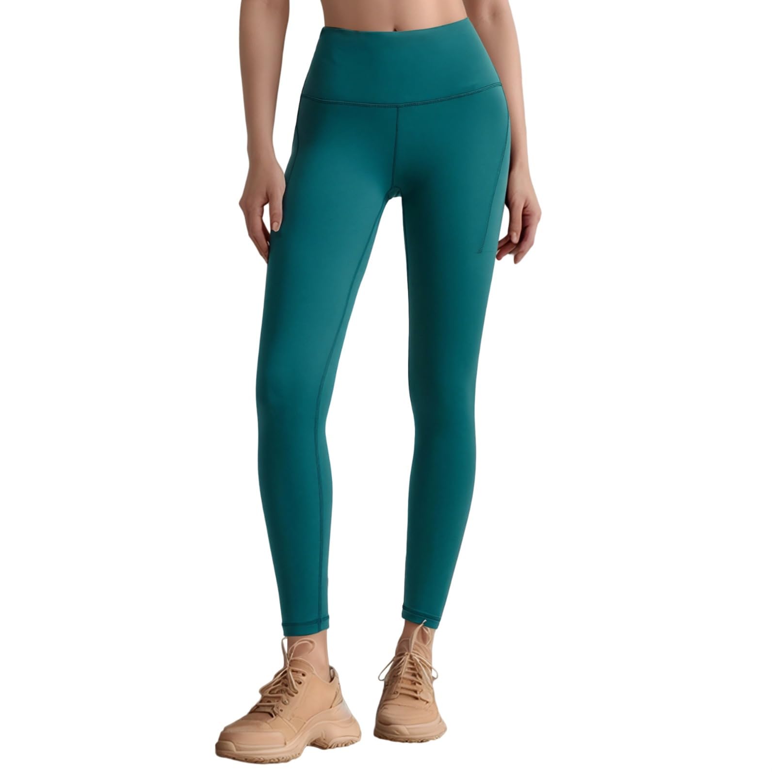 Damskie bezszwowe legginsy do jogi, zielone spodnie ze stretchem z wysokim stanem do sesji fitness i jogi, ZIELONY, rozmiar uniwersalny
