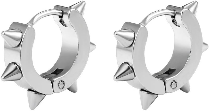 Chunky Hoop Earrings for Men Women, Skull/Infinity Pattern, Spike/Cuban Links 4 Design Options, Black/18K Gold Plated 316L Stainless Steel, Lightweight and Comfy Earrings, Come Gift Box