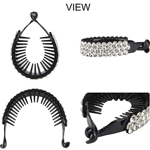 Pack 4 Pinzas Grandes para Cabello de Plástico con Brillantes miniatura 4