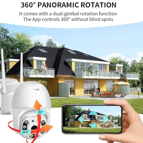 Image of TechEase 360 Smart WiFi Camera, 1080p Full HD, Outdoor PTZ CCTV, Night Vision, IP66 Weatherproof, MicroSD Card Slot, White
