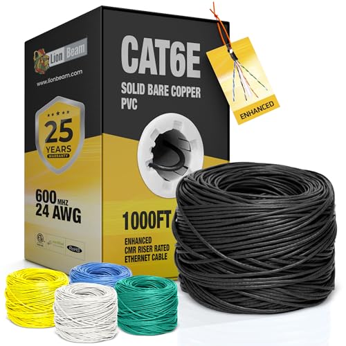 Cable Ethernet Cat6e Cobre Macizo LION BEAM 1000 FT miniatura 1