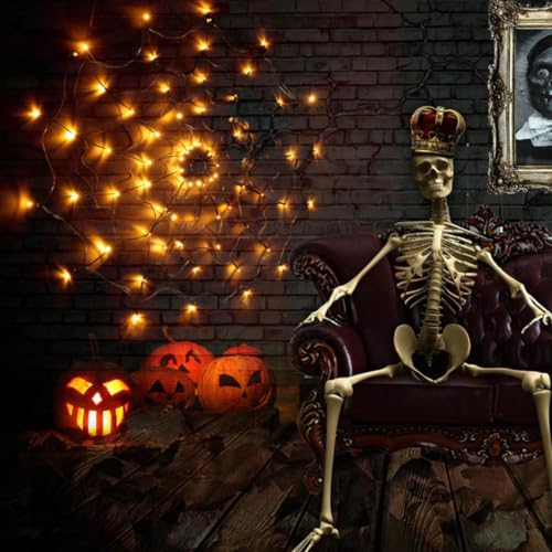Telaraña luminosa para exteriores e interiores: decoración de Halloween para ventanas 3