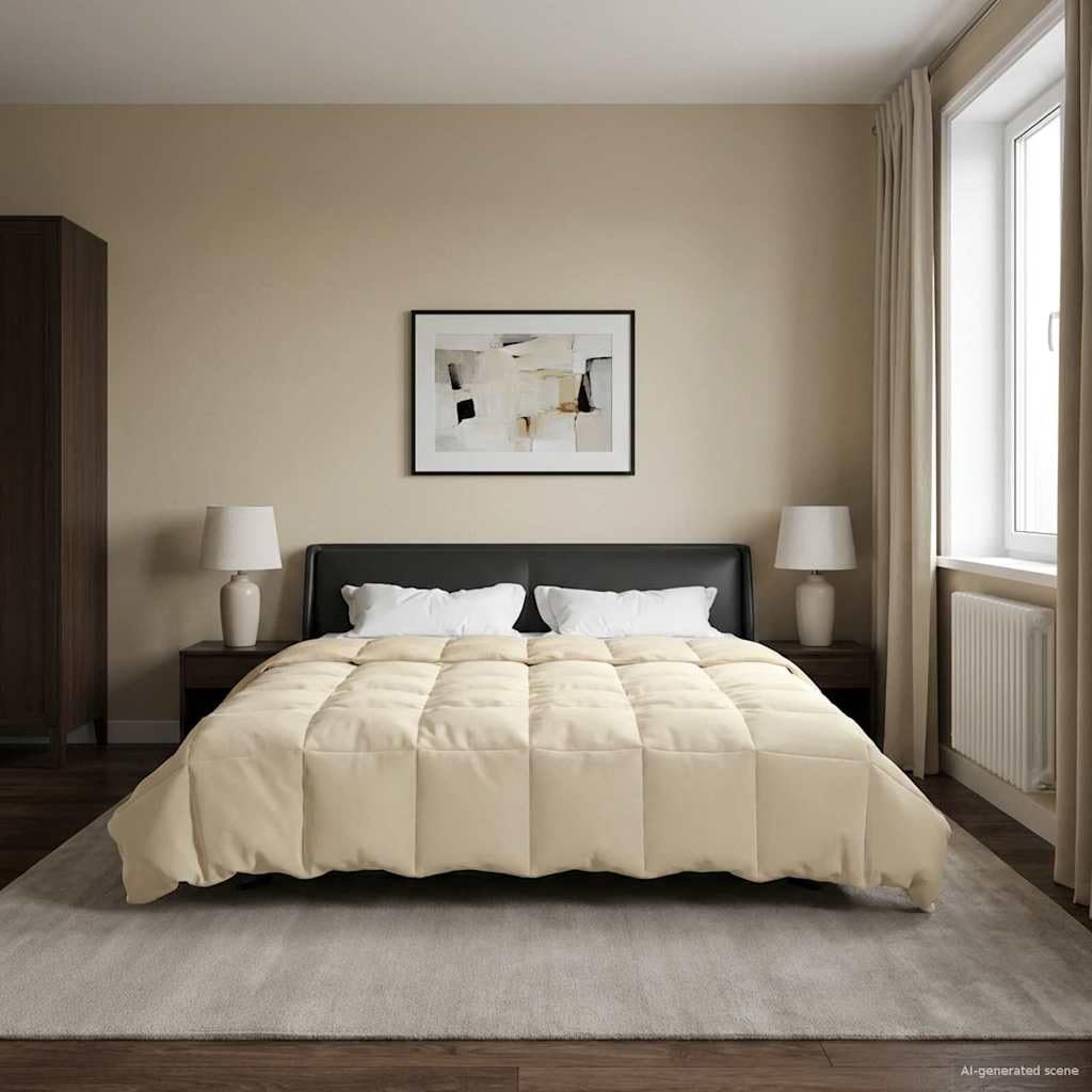 Générique Winter-Steppdecke, 200 x 240 cm, Mikrofaser, cremefarben | Faserfüllung, wendbar, Mikrofaser und Samt, maschinenwaschbar, gestepptes Design