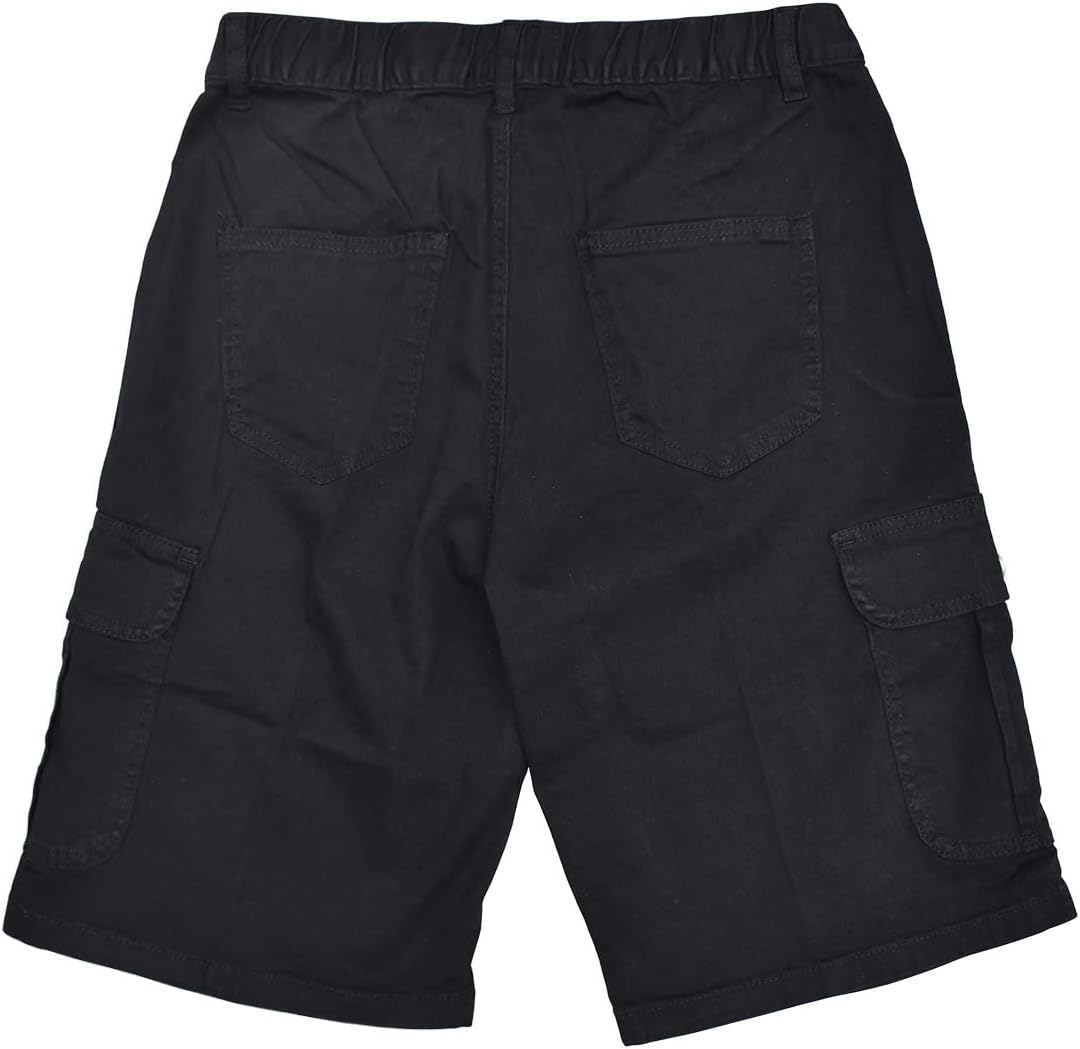 Women Stretchy High Waisted Hiking Cargo Shorts Baggy with Pockets Lose Fit Knee Length Cotton