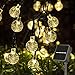 Solar Lichterkette Außen, 7.5M 50 LEDs Kristall Kugeln, Wasserdicht mit 8 Leuchtmodis Lichterkette für Balkon, Gartendeko, Bäume, Terrasse, Hochzeiten, Weihnachtsbeleuchtung (Warmweiß)