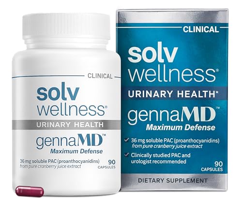 Image of Solv Wellness GennaMD Cranberry Supplement for Urinary Tract Health Support - Advanced 36 mg Soluble PAC from 100% Cranberry Juice Extract - Small, Easy-to-Swallow Capsules - 90 Capsules