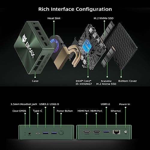 Image of Bmax B6 Pro Mini PC, Intel i5-1030NG7(Up to 3.5GHz) 16GB DDR4 512GB SSD, Windows 11 Pro Small Desktop Computer with 4K Triple Display Support, Dual HDMI, Type-C, WiFi 5, Compact PC for Students