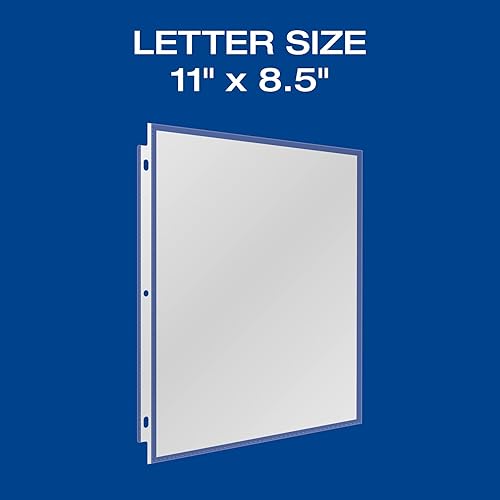 Miniatura 5 de Oxford Protectores de hojas, acabado transparente, carga superior, fundas de plástico tamaño carta, perforador reforzado de 3 agujeros para