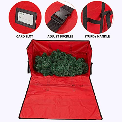 Propik Christmas Tree Storage Bag, Fits Up To 9 Ft. Tall Disassembled Holiday Tree, Heavy Duty Storage Container, 24" Height X 24" Extra Wide X 60" Long With Top And Side Handles And Straps (Red) #TOP1