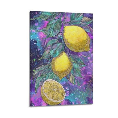 Impression sur toile moderne 20x30 tableau citron ciel étoilé cadre JIDUHON